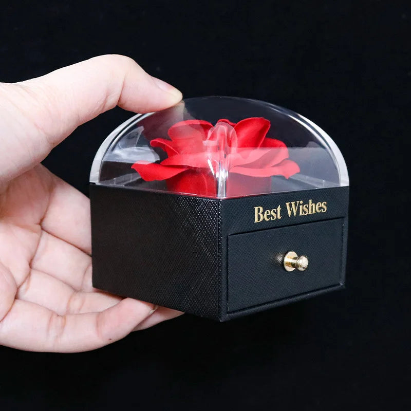 New Rose Flower Jewelry Box for Necklace Pendant Valentine'S Day Gift Organizer Plastic Paper Packaging Display Box for Women