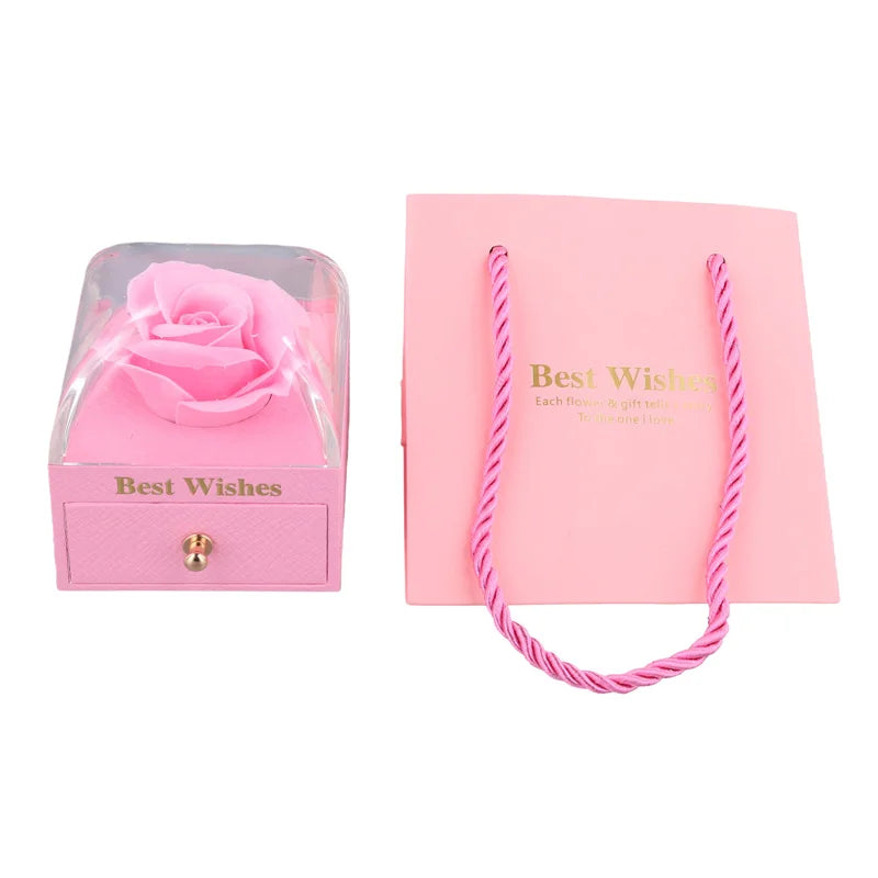 New Rose Flower Jewelry Box for Necklace Pendant Valentine'S Day Gift Organizer Plastic Paper Packaging Display Box for Women
