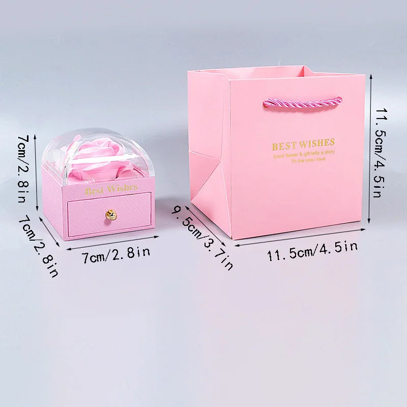 New Rose Flower Jewelry Box for Necklace Pendant Valentine'S Day Gift Organizer Plastic Paper Packaging Display Box for Women